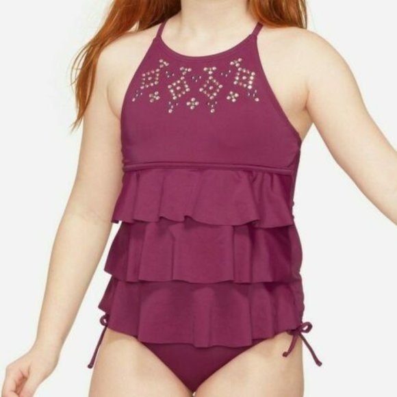 2 Pcs Justice Tankini Swimsuit - Picture 1 of 12